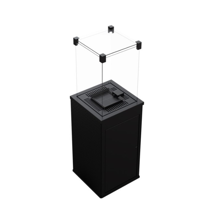 CHAUFFAGE EXTÉRIEUR GAZ PATIO MINI DE VERRE NOIR MATELASSÉ CONTRÔLE AUTOMATIQUE 8,2 KW
