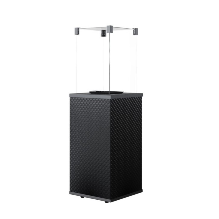 CHAUFFAGE EXTÉRIEUR GAZ PATIO MINI DE VERRE NOIR MATELASSÉ CONTRÔLE AUTOMATIQUE 8,2 KW