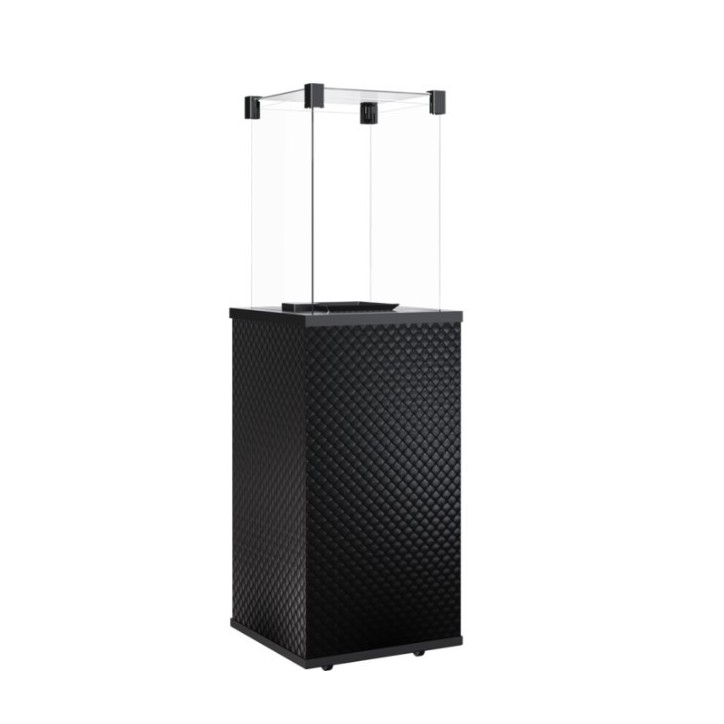 CHAUFFAGE EXTÉRIEUR GAZ PATIO MINI DE VERRE NOIR MATELASSÉ CONTRÔLE AUTOMATIQUE 8,2 KW