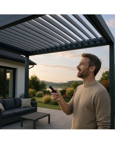 Pergola Patrice 3x3m motorisée - en aluminium, 2 stores