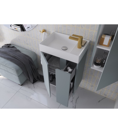 UNIQ badkamermeubel + spiegel + wastafel 49 x 34,5 x 63 cm in diverse kleuren