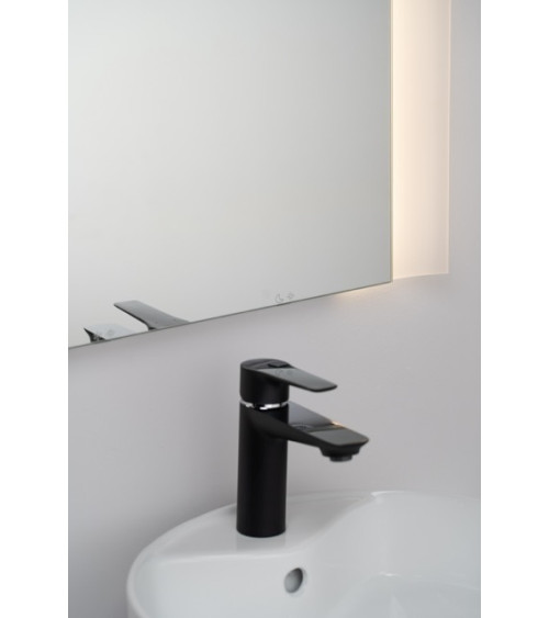 copy of Ensemble salle de bain, meuble+colonne+miroir+vasque STEEL noir frêne, en plusieurs dimensions