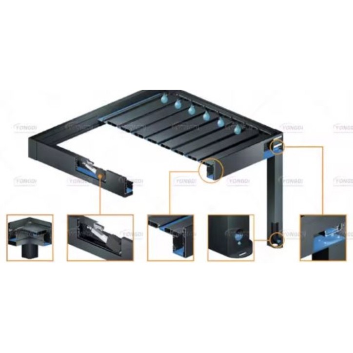 Pergola Angie motorisée bioclimatique 3x3 - 2 stores et éclairage LED