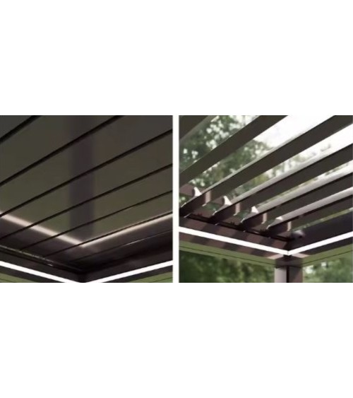 Pergola Angie motorisée bioclimatique 3x3 - 2 stores et éclairage LED