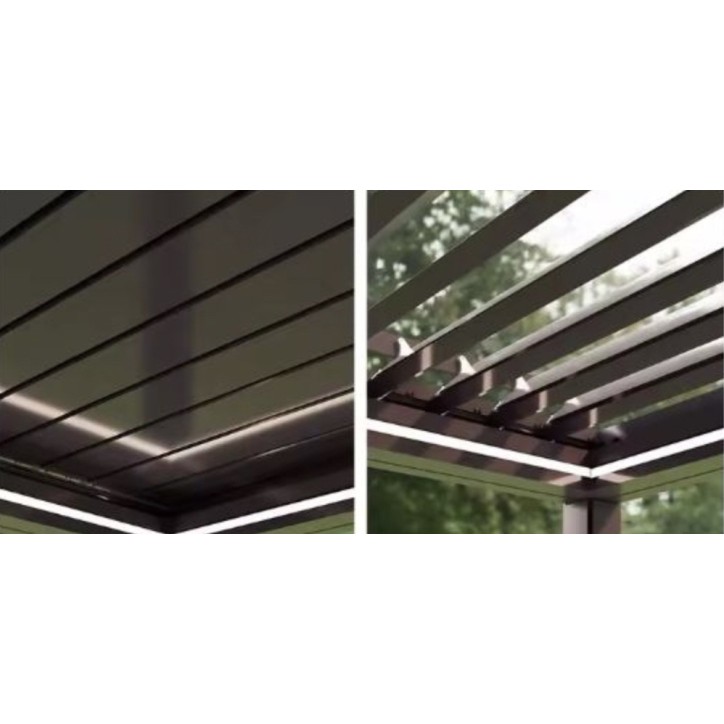 Pergola Angie motorisée bioclimatique 3x3 - 2 stores et éclairage LED