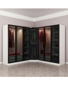 Armoire d'angle dressing blanche en V  blanc/noir 440 x 210 cm