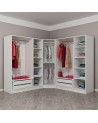 Armoire d'angle dressing blanche en V  blanc/noir 440 x 210 cm