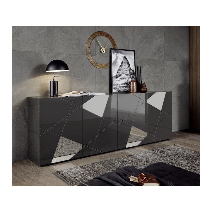Buffet VITTORIA gris anthracite laqué 241 cm
