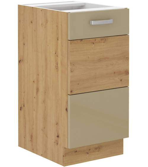 Conjunto muebles de cocina de esquina ARTISAN cappuccino brillante/roble artisan 285x110 cm