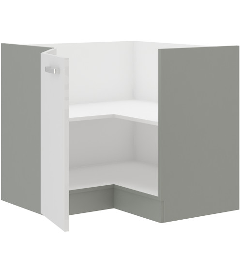 Ensemble cuisine en L BIANCA blanc brillant/gris platine