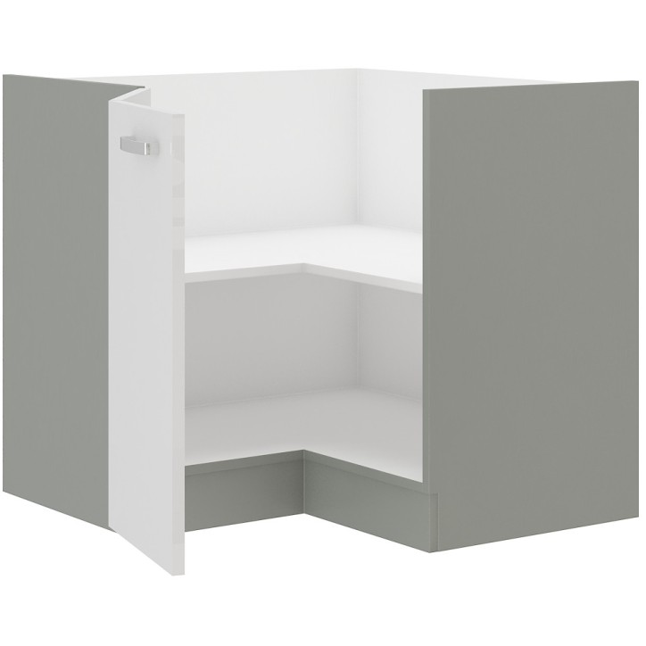 Ensemble cuisine en L BIANCA blanc brillant/gris platine