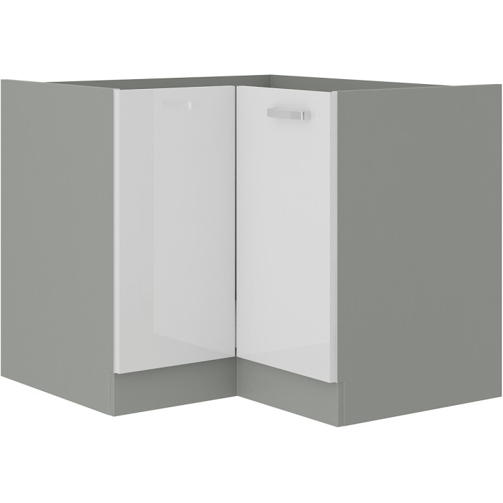 Ensemble cuisine en L BIANCA blanc brillant/gris platine
