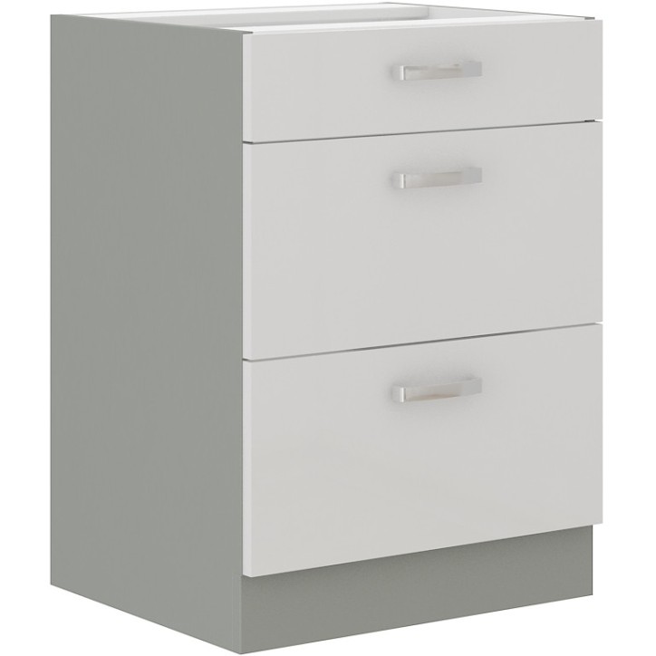Ensemble cuisine en L BIANCA blanc brillant/gris platine