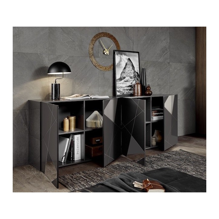 Buffet VITTORIA gris anthracite laqué 241 cm