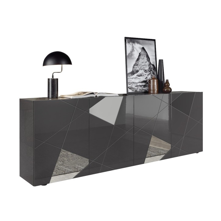 Buffet VITTORIA gris anthracite laqué 241 cm