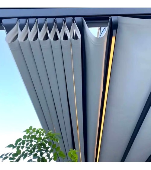 Pergola Elisa - 4x4m en alu toit rétractable et leds