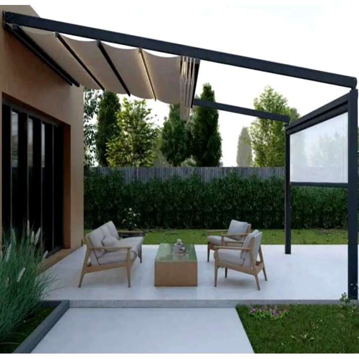 Pergola Elisa III - 4x5m en alu toit rétractable et leds