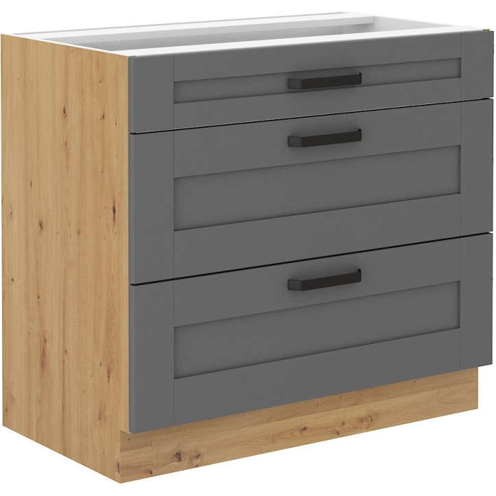Conjunto muebles de cocina de esquina LUNA gris /roble 285x170 cm