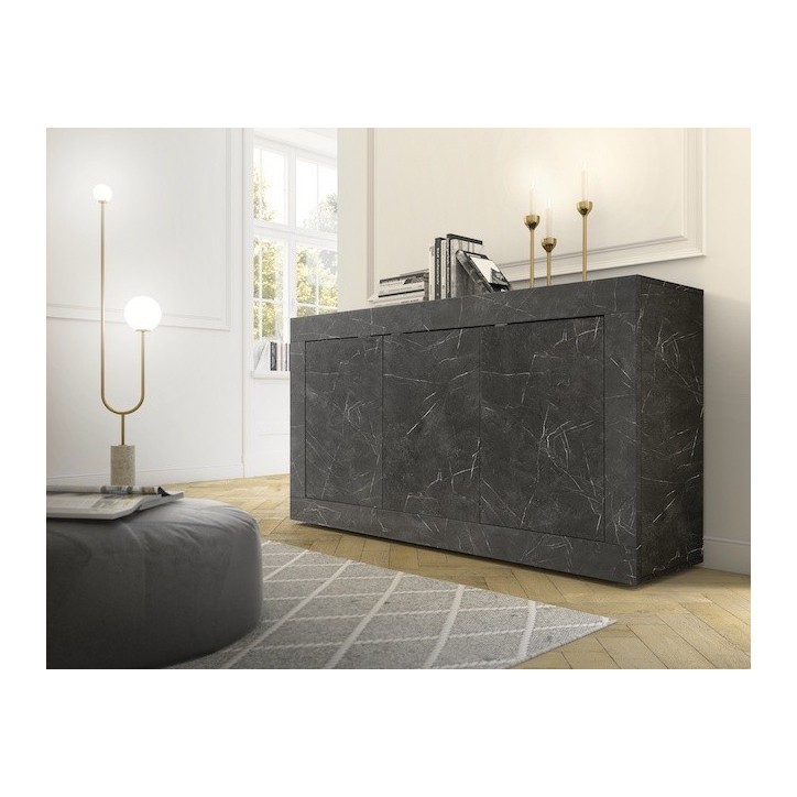 Buffet BASIC marbre gris anthracite 160 cm