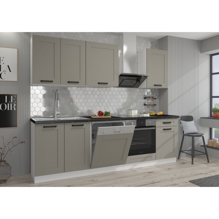 Móveis de cozinha LUNA 250 cm cinza e branco