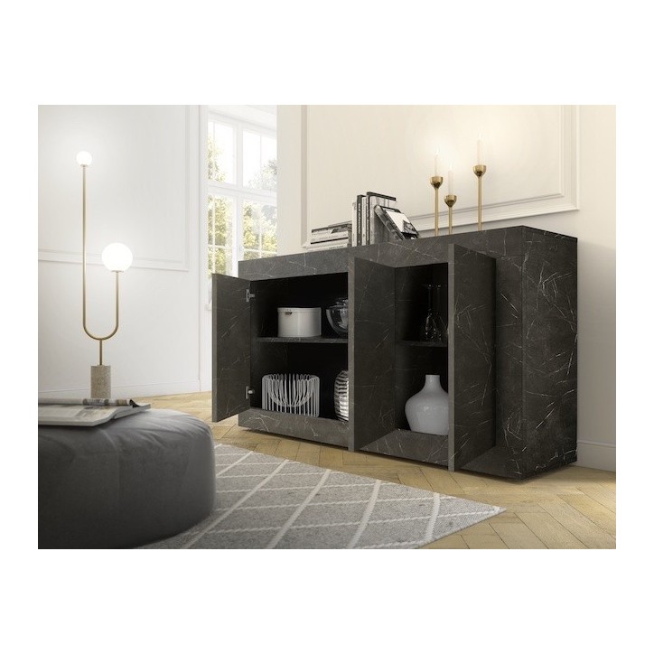 Buffet BASIC marbre gris anthracite 160 cm