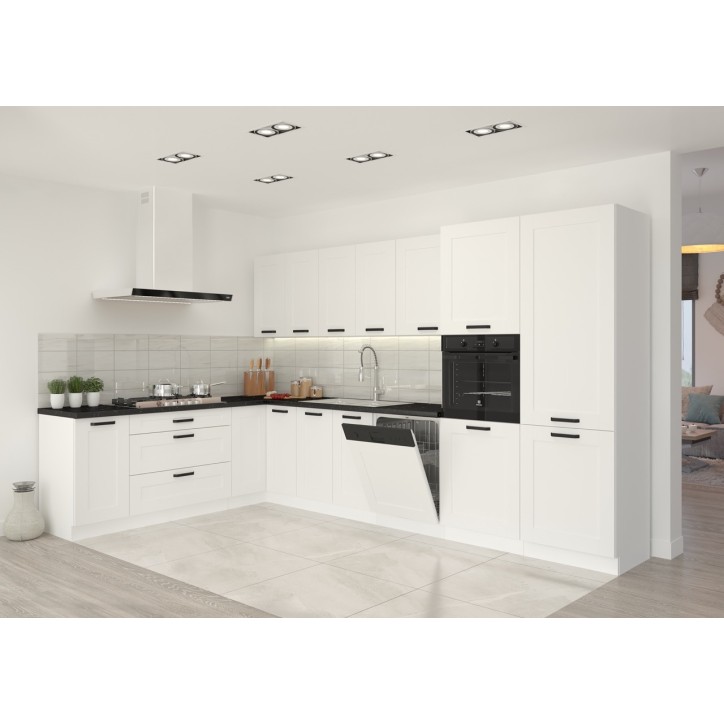 Conjunto de móveis de cozinha de canto branco LUNA 210 x 350 cm