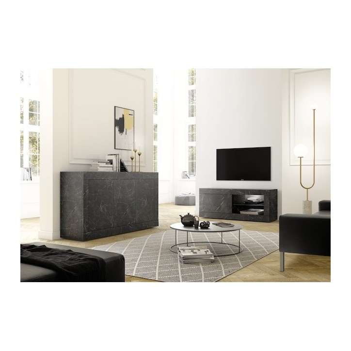 Buffet BASIC marbre gris anthracite 160 cm