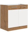 Conjunto muebles de cocina de esquina VIGO roble/blanco brillante 210x350 cm