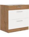 Conjunto muebles de cocina de esquina VIGO roble/blanco brillante 210x350 cm