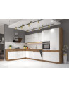 Conjunto muebles de cocina de esquina VIGO roble/blanco brillante 210x350 cm