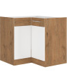 Conjunto muebles de cocina de esquina VIGO roble/blanco brillante 210x350 cm