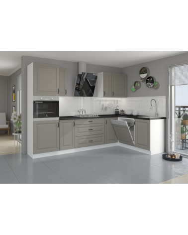 Conjunto muebles de cocina de esquina STILO gris arcilla/blanco 340 cm