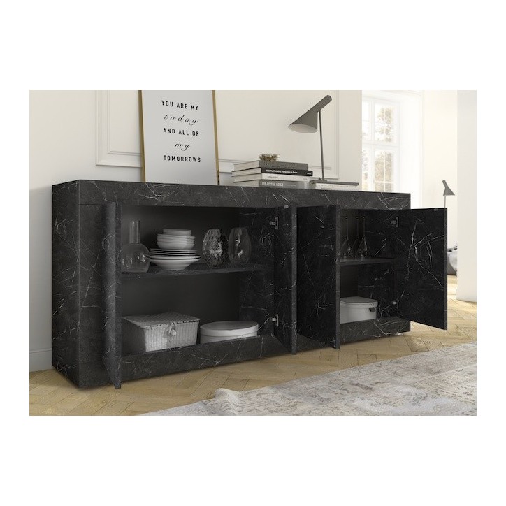 Buffet BASIC marbre gris anthracite 207 cm