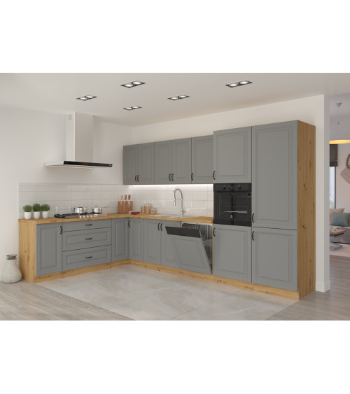 Conjunto muebles de cocina de esquina STILO gris polvo/roble Artisan 210x350 cm