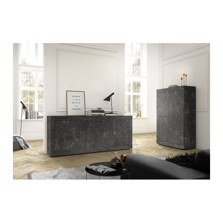 Buffet BASIC marbre gris anthracite 207 cm
