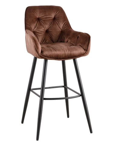 Tabouret de bar MILANO 75 cm en velours marron