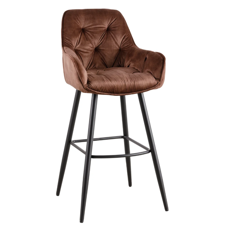 Tabouret de bar MILANO 75 cm en velours marron